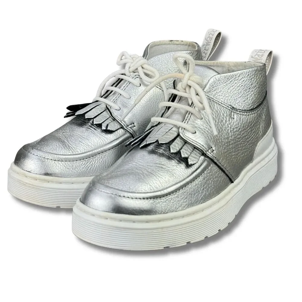 Dr Martens Shoes Jemima Womens Sz 5 Silver Kiltie Chukka Leather Moc Boots